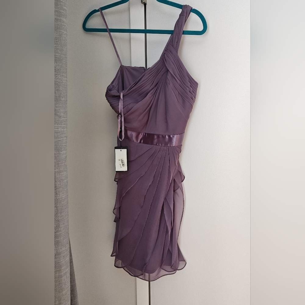 New Adrianna Papell Purple One-Shoulder cocktail Dress